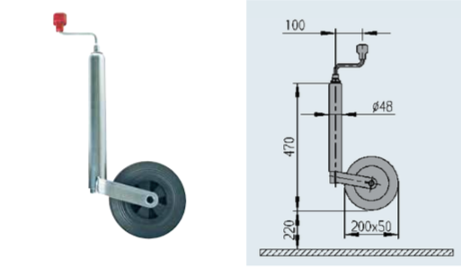 Roda jockey AL-KO 48mm 150kg