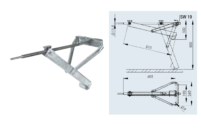 Estabilizador extensível Caravanas- Longo 800kg AL-KO