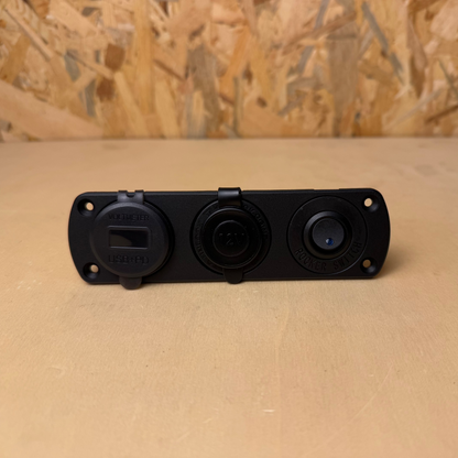 Espelho 3 fichas 12V com acessórios