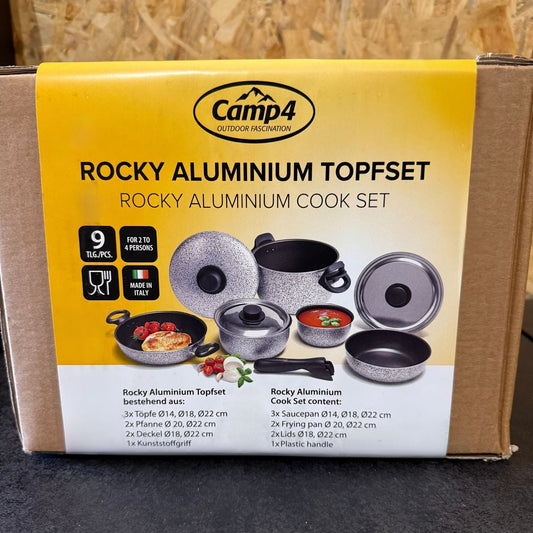 Conjunto de tachos de campismo em alumínio Rocky